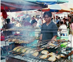 Sunday market - skewered fish.