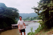 At the river mouth with a stinkin' shirt pose.